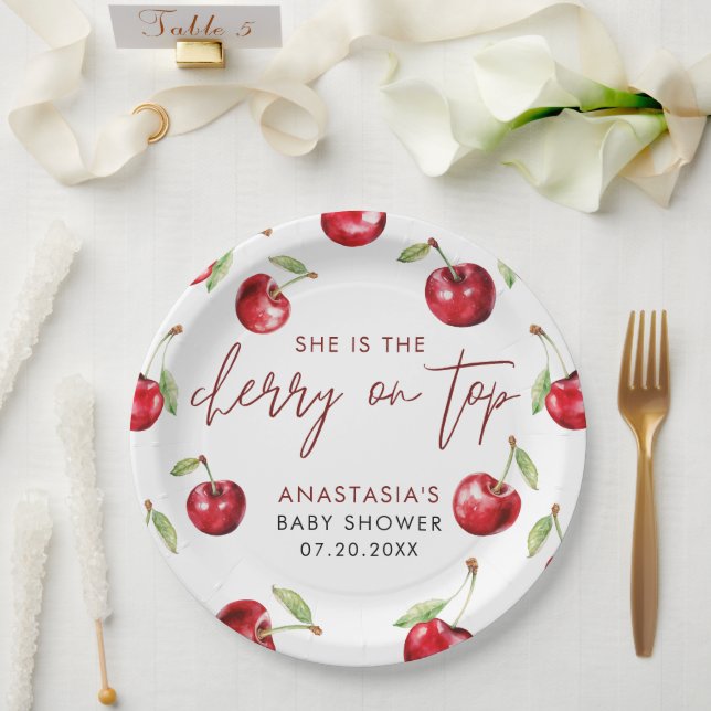 Sweet Cherry Baby Shower Paper Plates (Wedding)