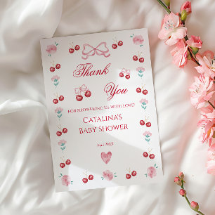 Sweet Cherry Baby Shower Thank You Card