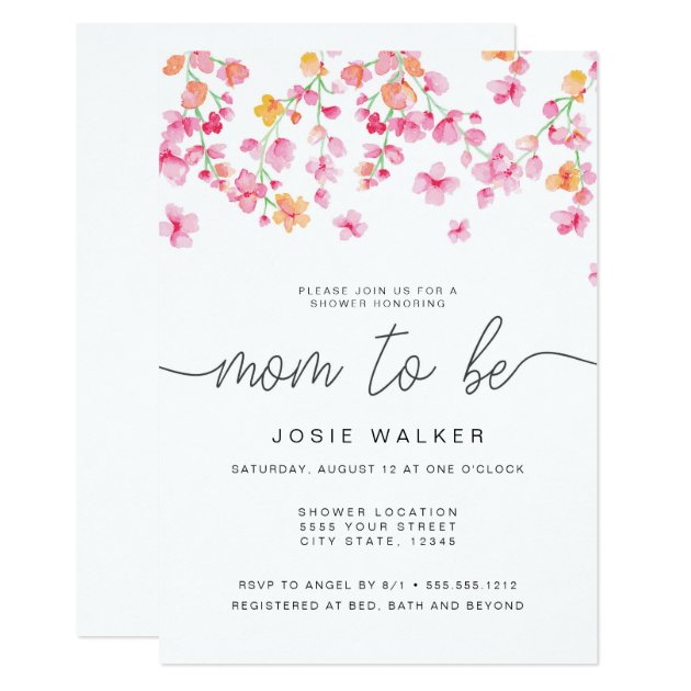 cherry blossom baby shower invitations