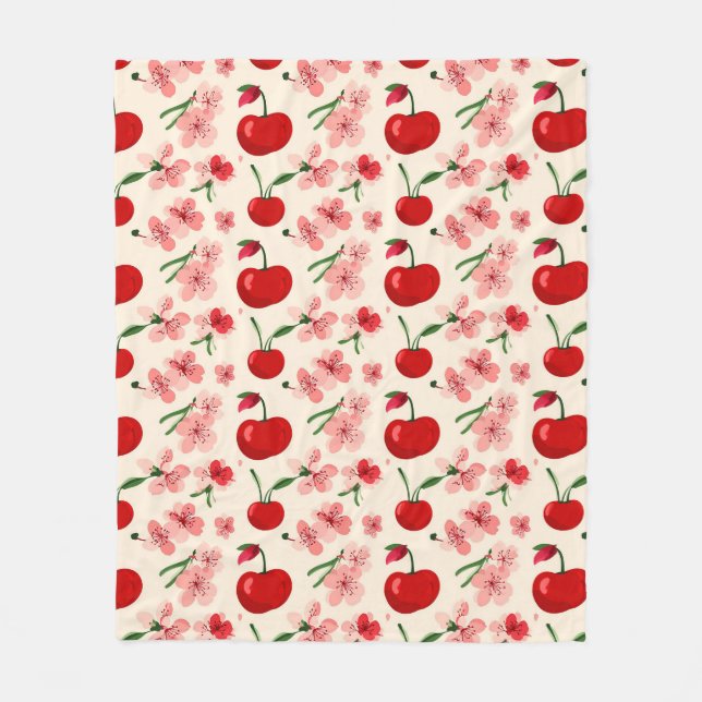 Sweet Cherry Blossoms For Everyday Interiors Fleece Blanket (Front)