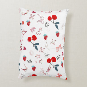 Sweet Cherry Bows and Stars Aesthetic Design Accent Pillow
