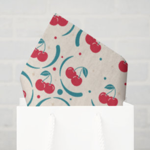 Sweet Cherry Bridal Shower Retro Pattern Tissue Paper