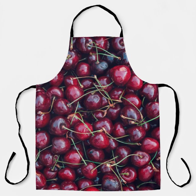 Sweet cherry close up top view background apron (Front)