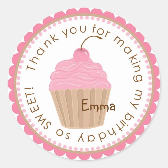 Sweet Cherry Cupcake  Birthday Stickers (Front)