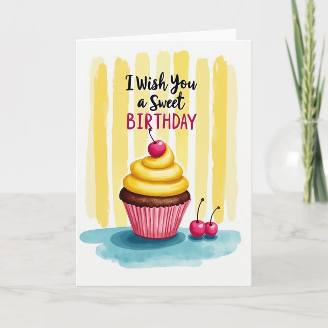 Sweet Cherry Cupcake Card (Front)