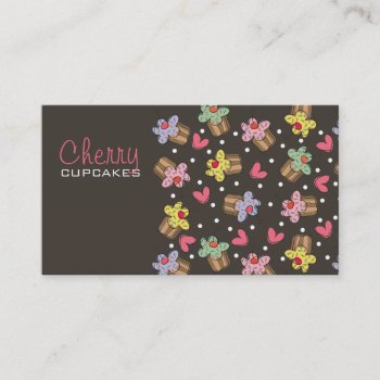 Sweet Cherry Cupcakes Bakery Dessert Profile Card by fatfatin_design at Zazzle