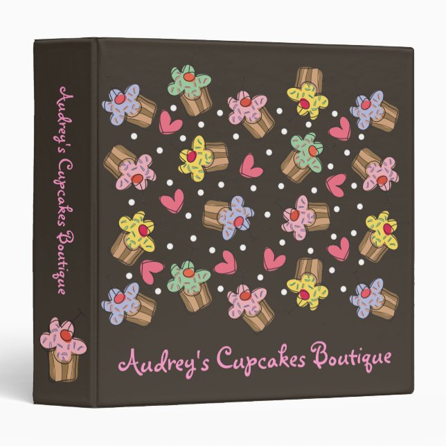 Sweet Cherry Cupcakes Confectionery Bakery Cute 3 Ring Binder (Front/Spine)