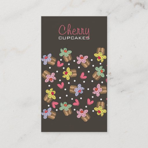 Customizable Sweet Cherry Cupcakes Confectionery Bakery Cute Business Card
