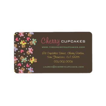 Sweet Cherry Cupcakes Confectionery Bakery Cute Label by fatfatin_design at Zazzle