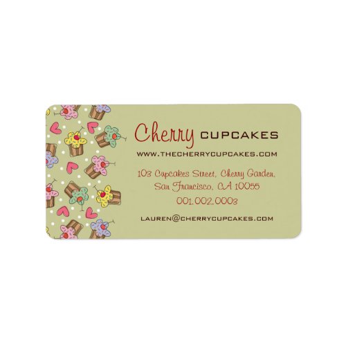 Sweet Cherry Cupcakes Confectionery Bakery Cute Label