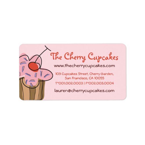 Sweet Cherry Cupcakes Confectionery Bakery Cute Label