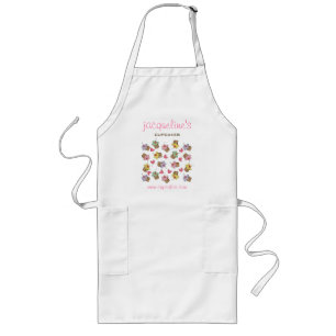 Sweet Cherry Cupcakes Confectionery Bakery Cute Long Apron