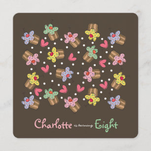 Sweet Cherry Cupcakes Kids Birthday Invitation