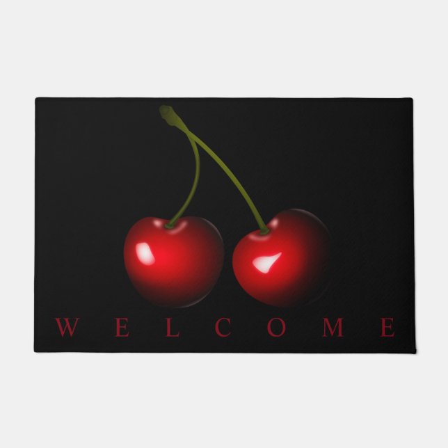 Sweet Cherry Doormat Welcome - Custom Colors (Front)