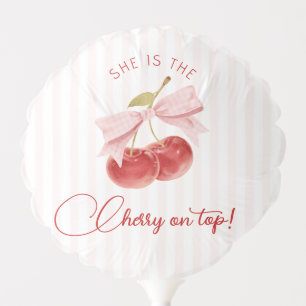 Sweet Cherry Gingham Baby Shower Balloon