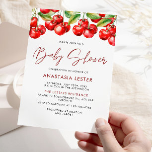 Sweet Cherry Girl Baby Shower  Invitation