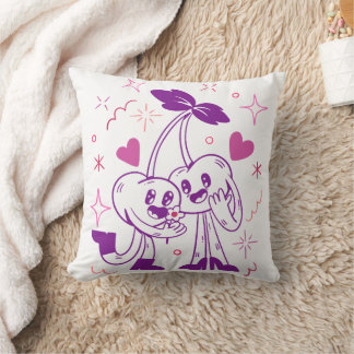 Sweet Cherry Lovers – Fun Romantic Aesthetic Art Throw Pillow