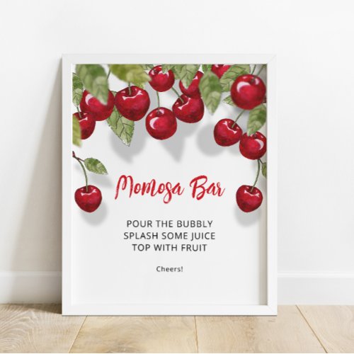Sweet Cherry  Momosa Bar Baby Shower Poster