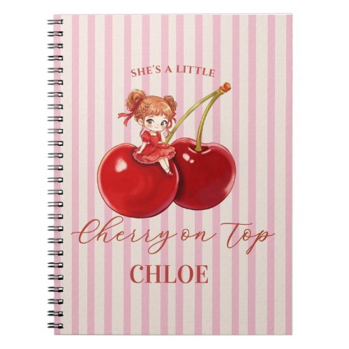 Sweet Cherry on Top Aesthetic Birthday Pink Girl Notebook