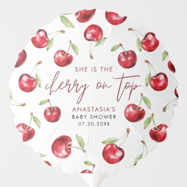 Sweet Cherry on Top Baby Shower Balloon (Front)