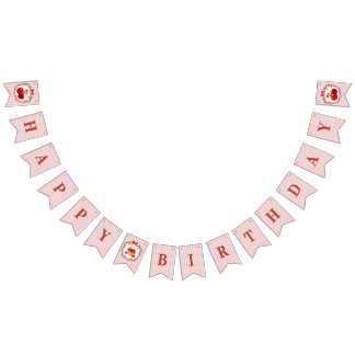 Sweet Cherry on Top Birthday Invitation Pink Girl Bunting Flags