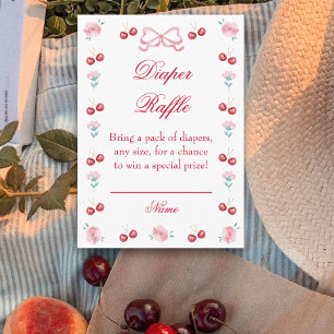 Sweet Cherry On Top Diaper Raffle Ticket Enclosure Card