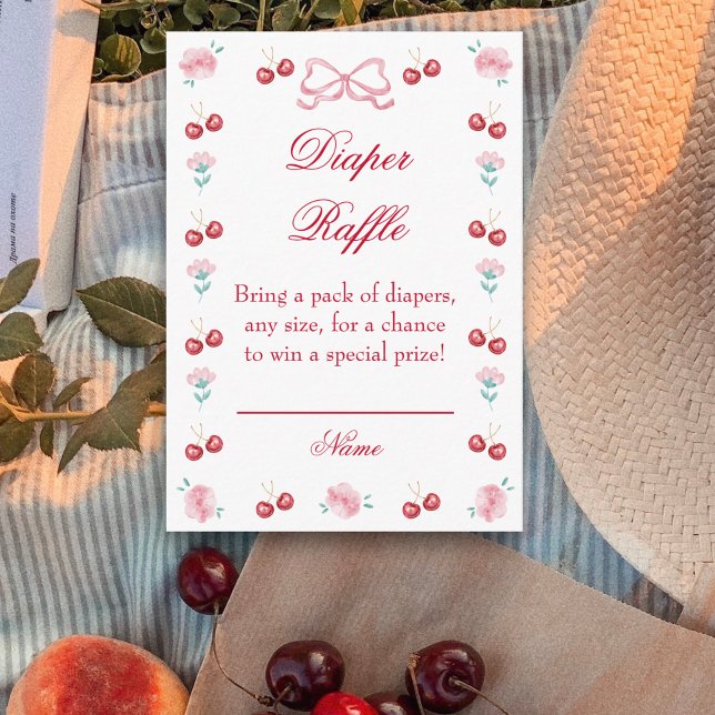 Sweet Cherry On Top Diaper Raffle Ticket  Enclosure Card (Creator Uploaded)