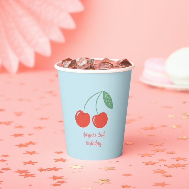 Sweet Cherry Party Themed Paper Cups (Insitu)