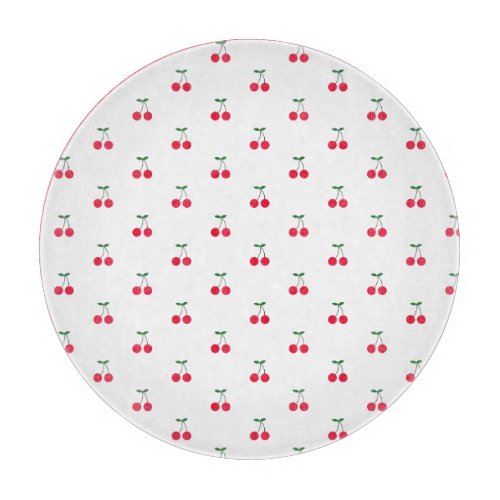 Sweet Cherry Pattern Glass Cutting Board