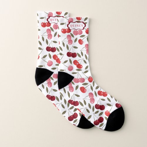 Sweet Cherry Pattern  Monogram Socks