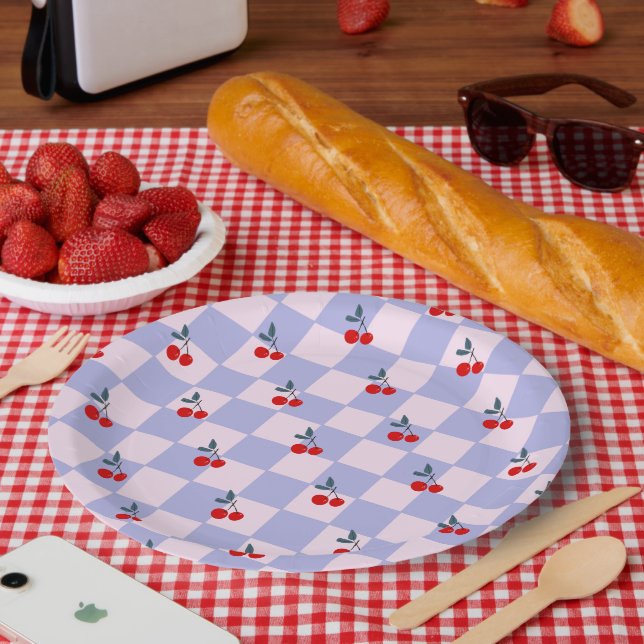 Sweet cherry pattern paper plates (Picnic)