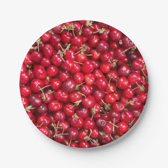 Sweet cherry pattern paper plates (Front)