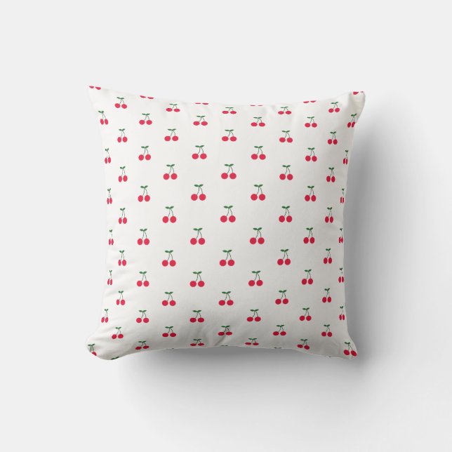 Sweet Cherry Pattern Throw Pillow (Front)