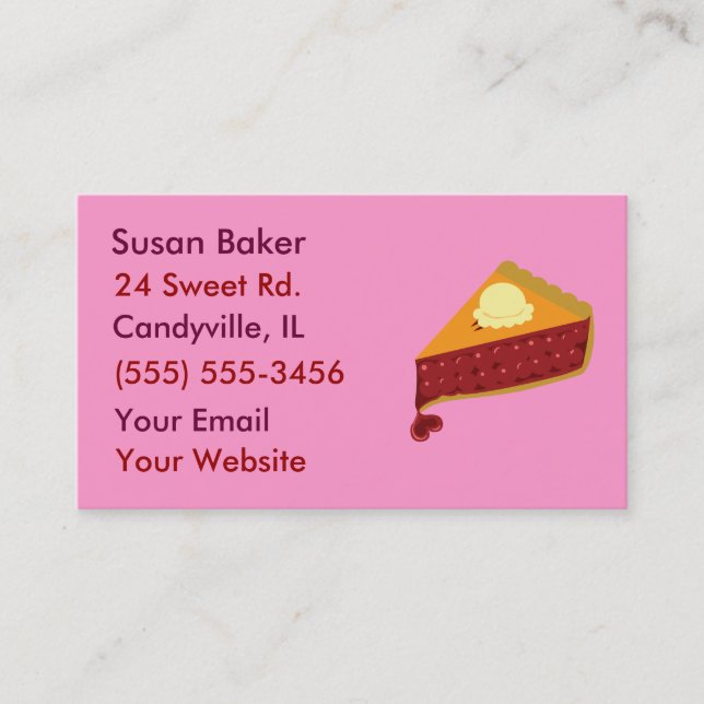 Sweet Cherry Pie Heart Business Cards (Front)