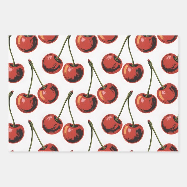 Sweet Cherry Pop Wrapping Paper Sheets (Front)