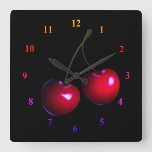 Sweet Cherry Square Wall Clock