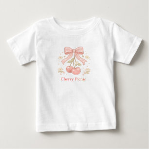 Sweet Cherry with Pink Bow Illustration Toddler Te Baby T-Shirt