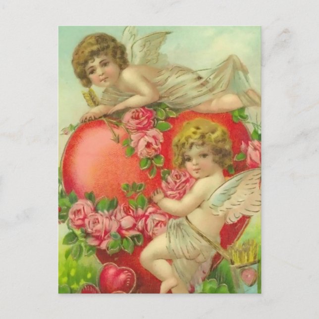 Sweet Cherubs and Hearts Postcard (Front)