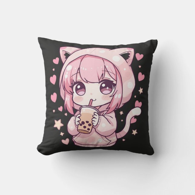 Sweet Chibi Mood Throw Pillow (Front)