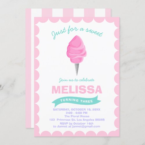 Sweet Chic Birthday Candy Baby shoppe Candyland Invitation
