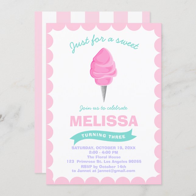 Sweet Chic Birthday Candy Baby shoppe Candyland Invitation (Front/Back)