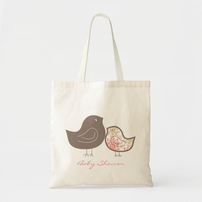 Sweet Chic Pink Whimsical Damask Chicks Baby Girl Tote Bag (Front)