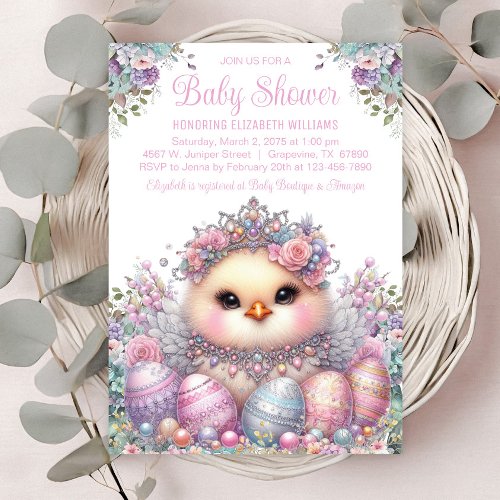 Sweet Chick Easter Eggs Baby Shower Invitation