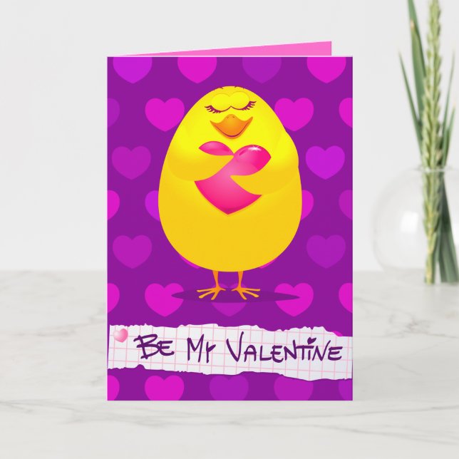 Sweet chick in love with message, card (Front)