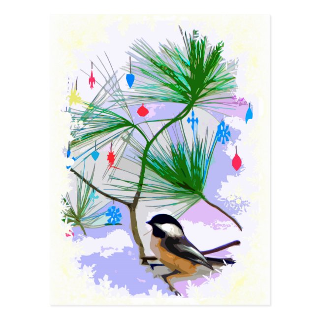 Sweet Chickadee Bird in Tree Postcard