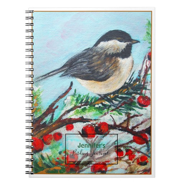 Sweet  Chickadee Songbird Art Notebook (Front)