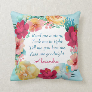 Sweet Child’s Floral Goodnight Poem Throw Pillow