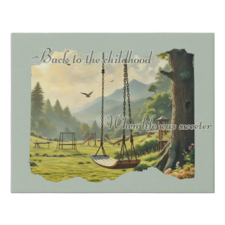 Sweet Childhood Adventures in Playful Landscapes Faux Canvas Print