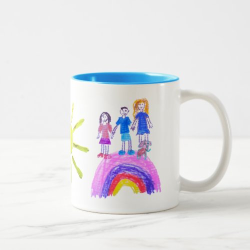 Sweet Childrens Drawings Gift for Mom and Grandma Two_Tone Coffee Mug