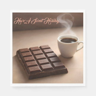 Sweet Chocolate Bar And Coffee Cup Custom Napkins
